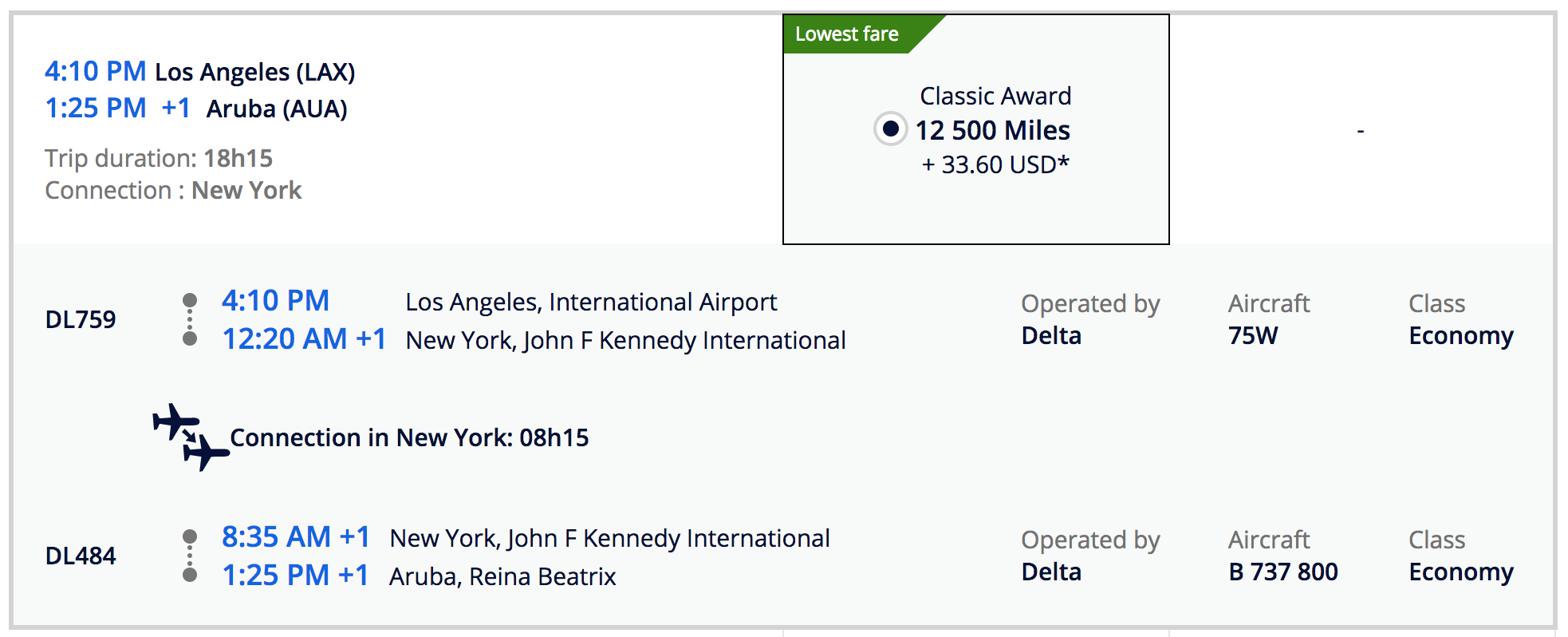 Flying Blue Miles Redemption Chart