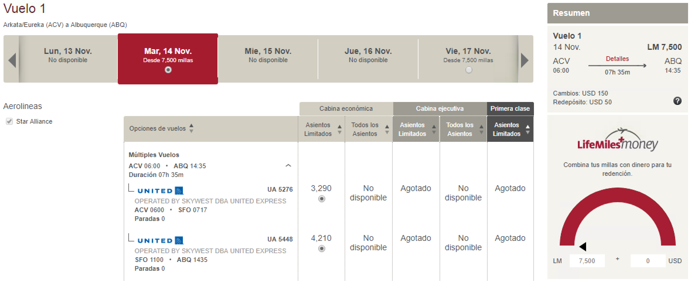 Avianca Miles Chart