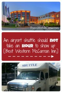 a shuttle bus and a hotel