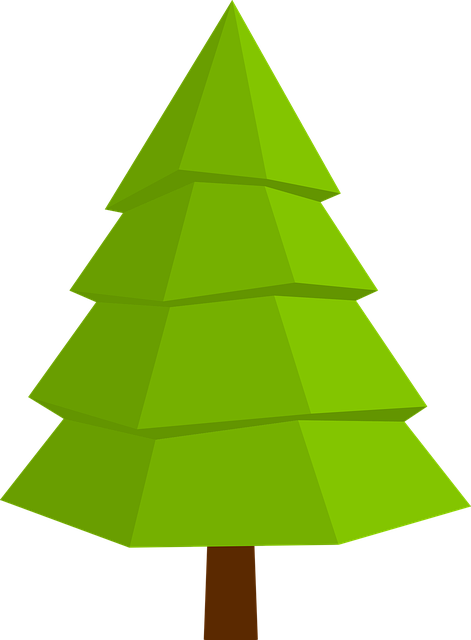 a green tree with a black background
