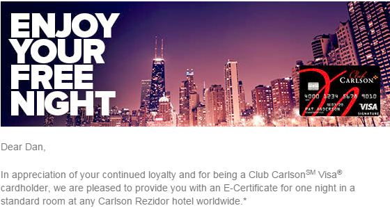 club-carlson-e-certificate-email