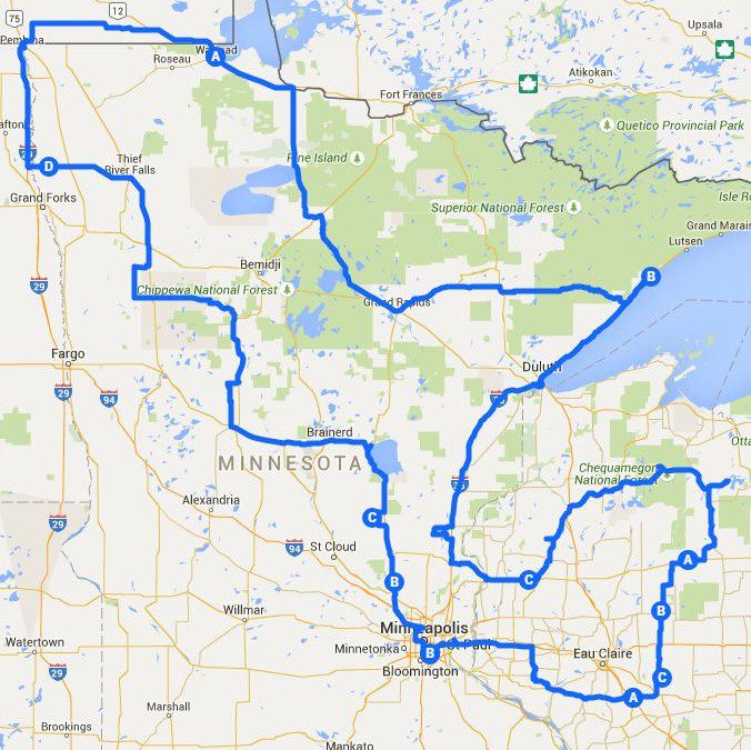 Planning a Minnesota / Wisconsin / Manitoba / North Dakota / Ontario county trip