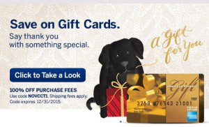 a gift card with a dog and presents