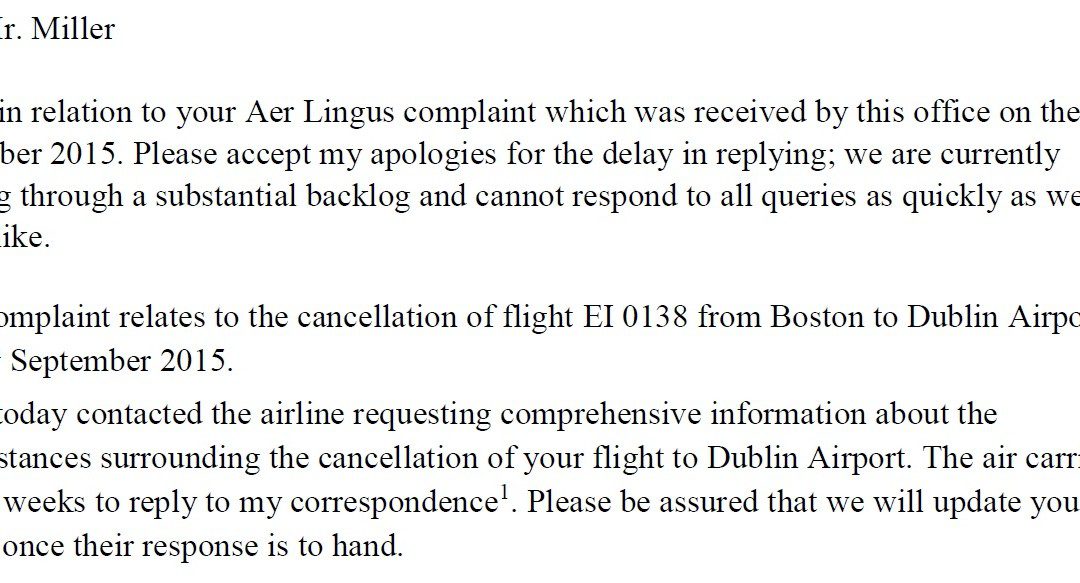 4 (!) months later, I’m still fighting on my EU 261 Aer Lingus claim
