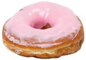 a pink donut with a hole