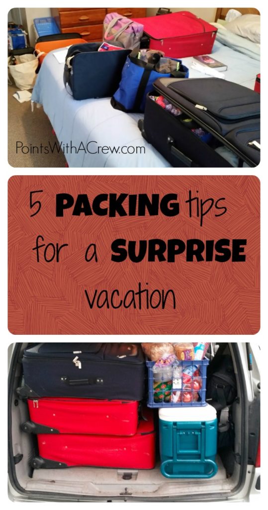 Trying to take your family on a surprise vacation?  Here are 5 packing tips to pull it off