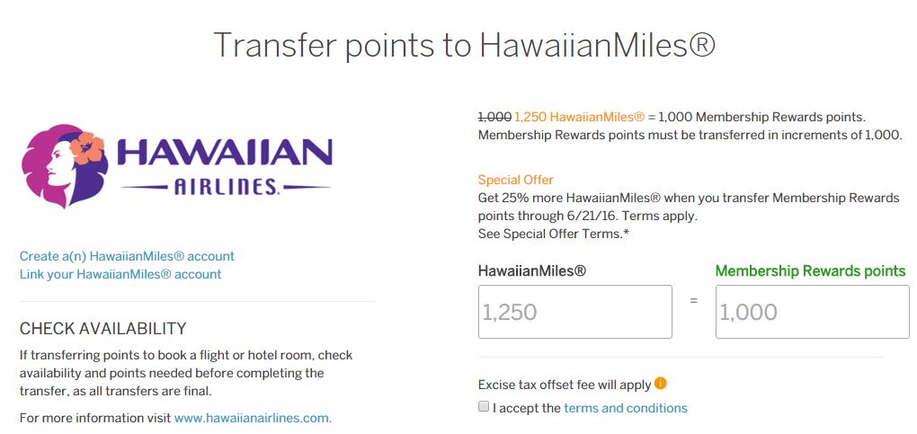 Hawaiian Airlines Mileage Award Chart