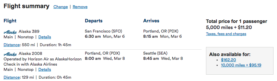 Alaska Air Miles Redemption Chart