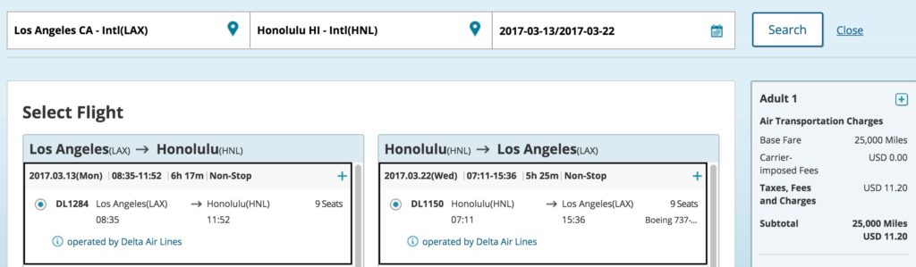 Korean Air Award Booking Chart