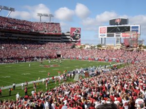 a football stadium full of people with Raymond James Stadium in the background
