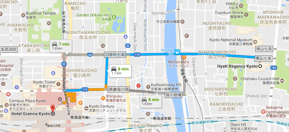 Kyoto Map Hyatt 