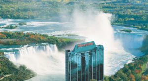 a high angle view of Niagara Falls