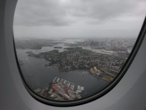 a view of a city from a plane window