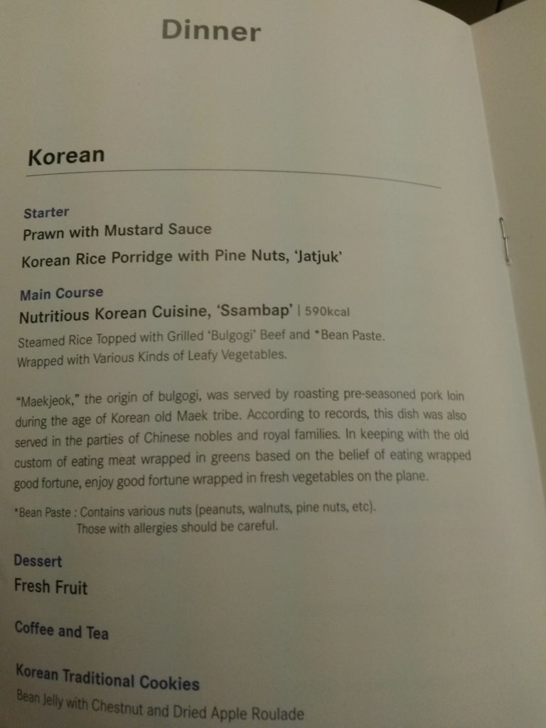 asiana korean dinner menu