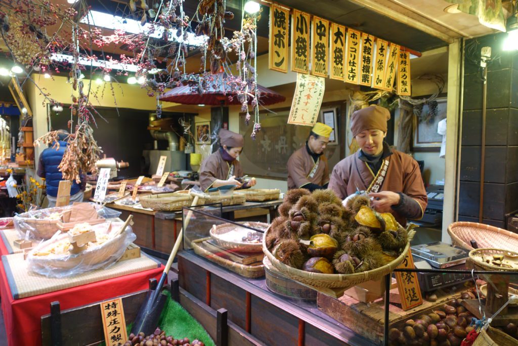 a group of people in a market