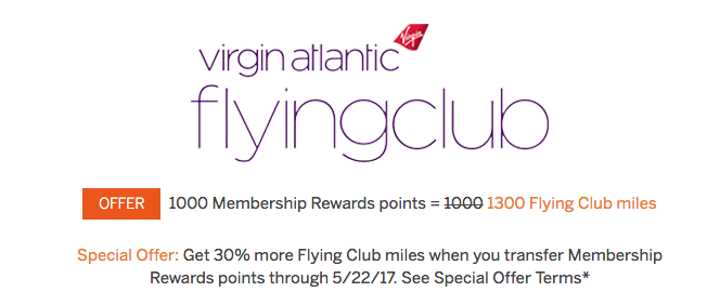 30% Amex Bonus to Virgin Atlantic