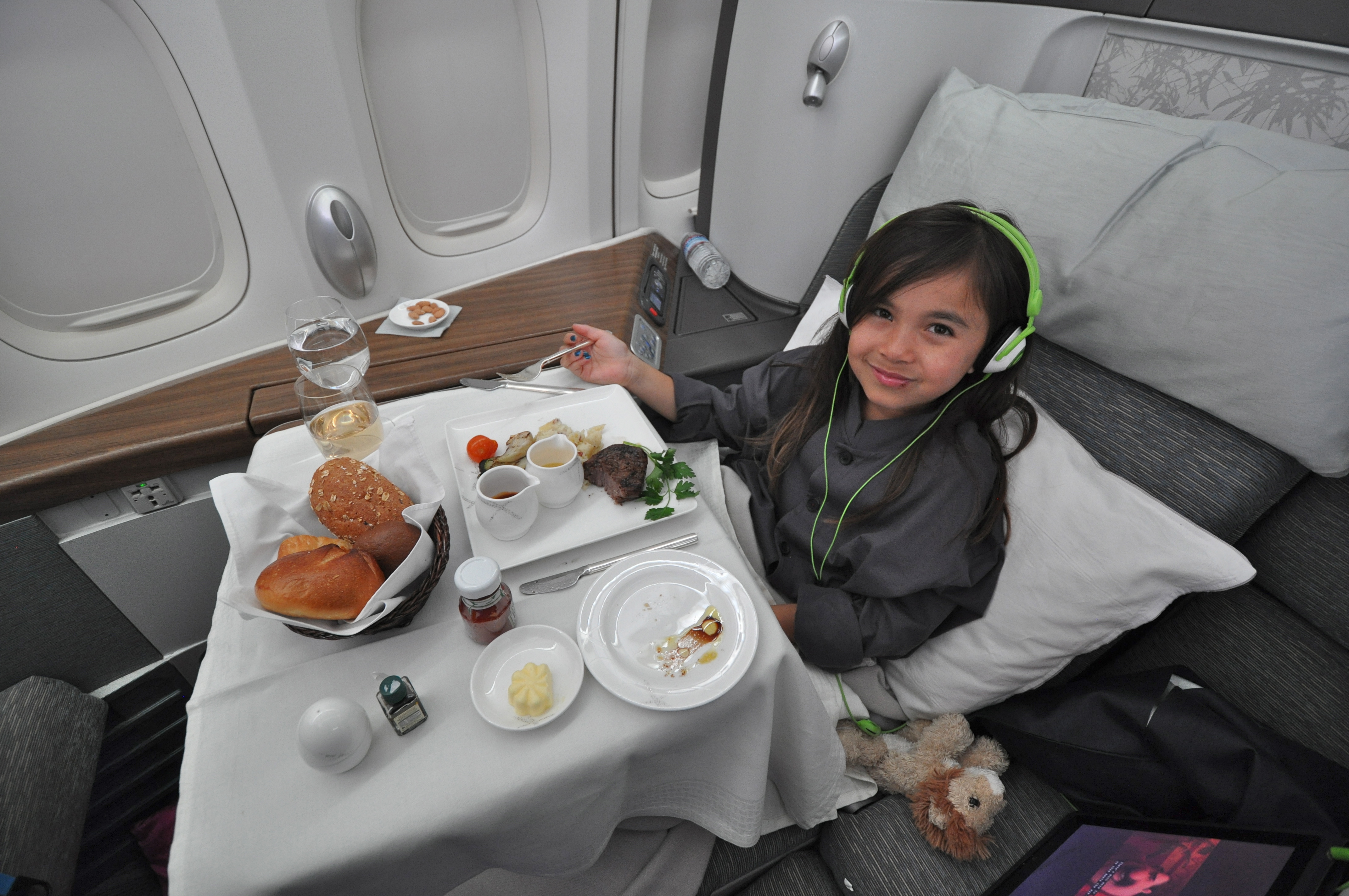My daughter in Cathay First Class SFO to HKG