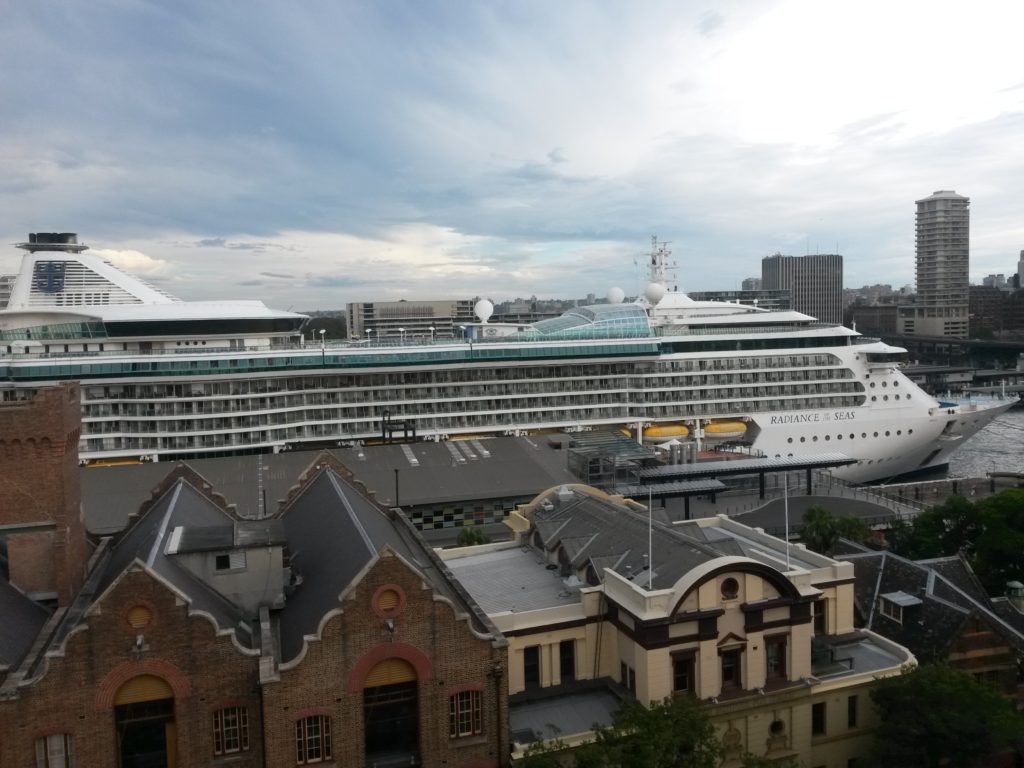 a cruise ship in a port