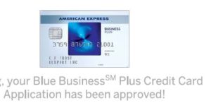 a credit card with a blue square