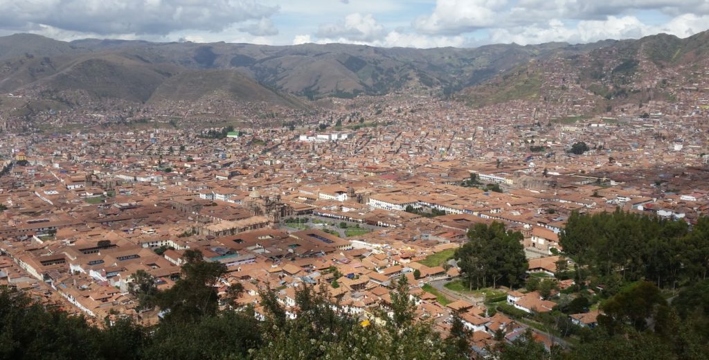 Cusco with many roofs and trees