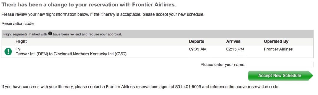 Frontier schedule change? You could get a $50 or $100 voucher! - Points Frontier schedule change? You could get a $50 or $100 voucher! - Points