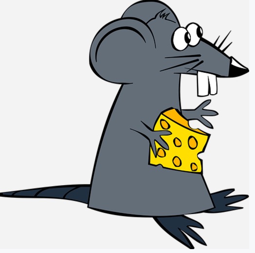 a cartoon mouse holding a piece of cheese