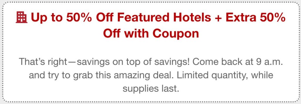 a coupon for a hotel