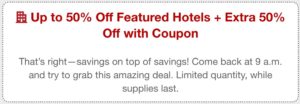 a coupon with red text