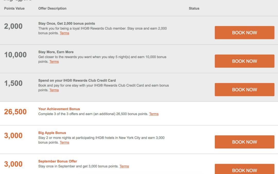 IHG Accelerate Q3 2017 promotion – here are my offers – what are yours?