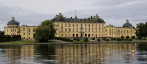 Drottningholm Palace with a flag on the roof