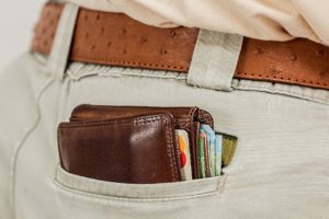 a wallet and money in a pocket