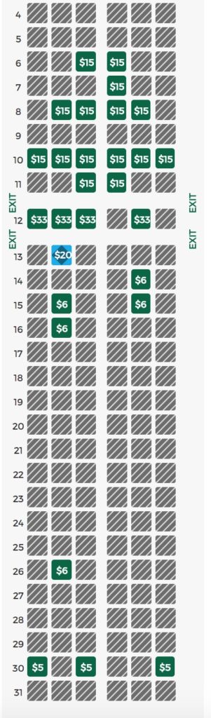 Frontier Seating Chart