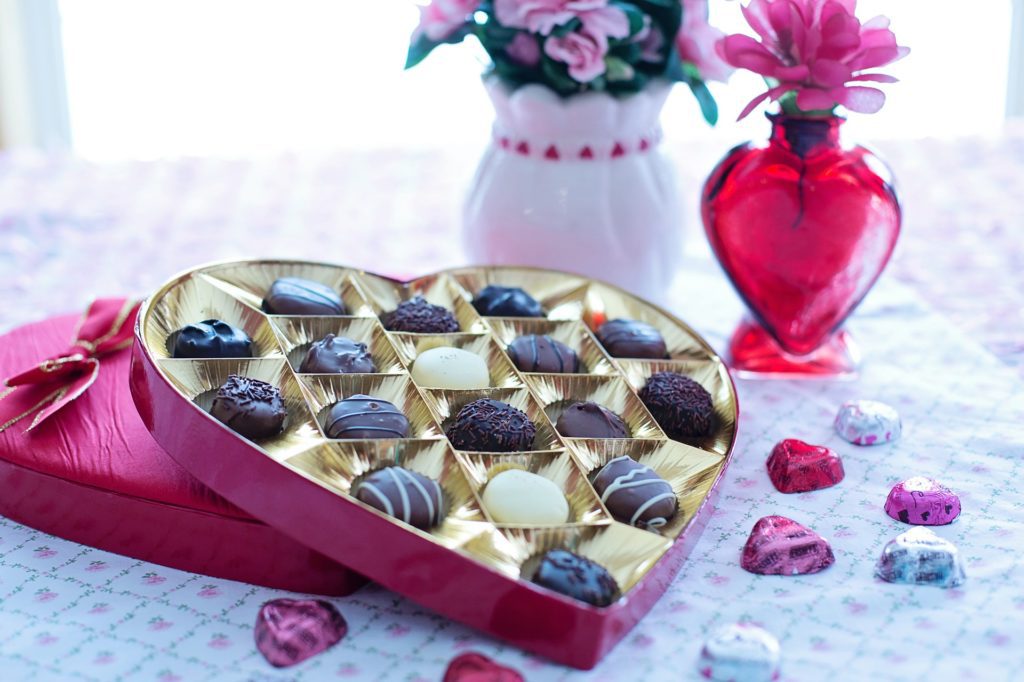 a heart shaped box of chocolates