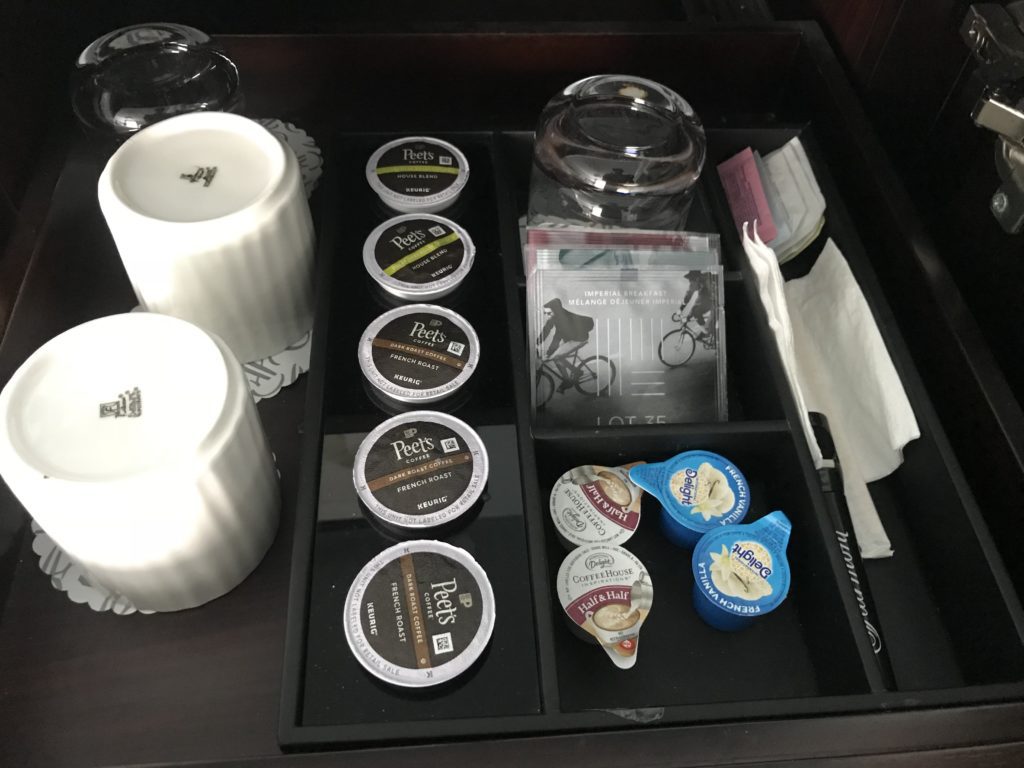 a tray of coffee and tea