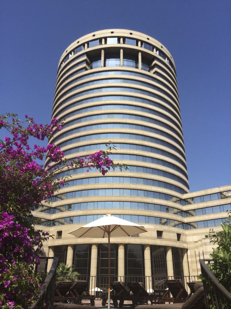 a building with a round tower