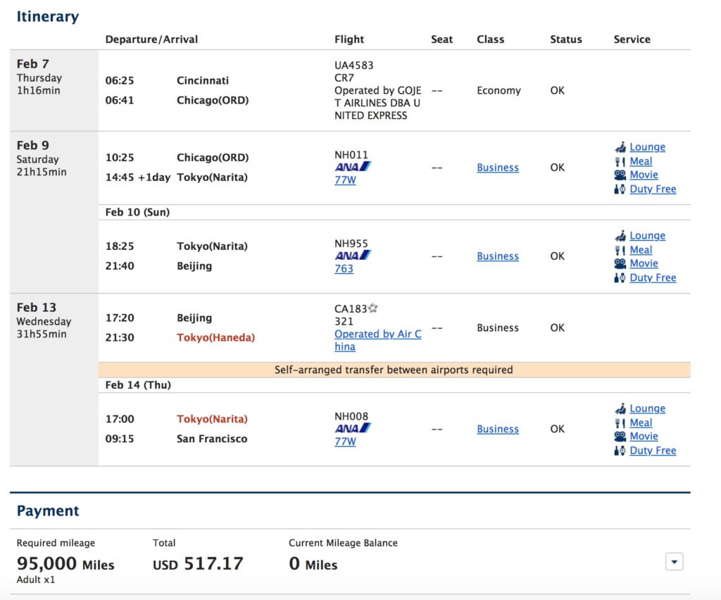 a screenshot of a flight schedule