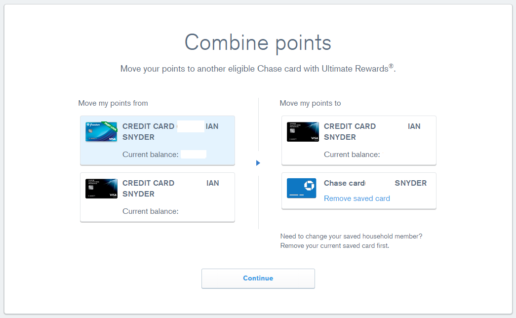 How to combine Chase points from multiple accounts Points with a Crew