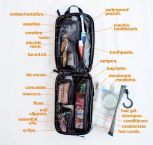 a bag with items in it