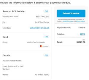 a screenshot of a payment schedule