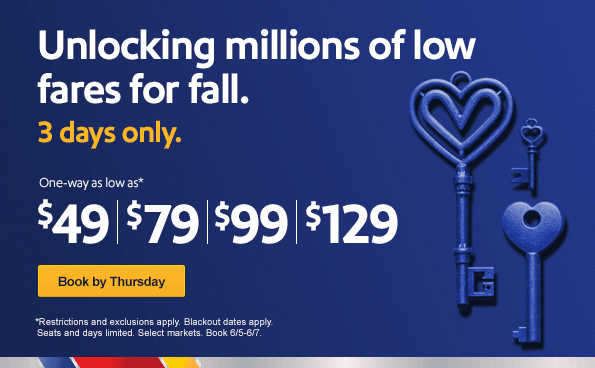 Unlock low fall fares with Southwest — flights from $49!