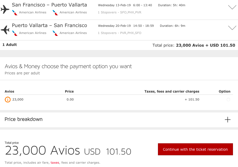 Iberia Avios Redemption Chart