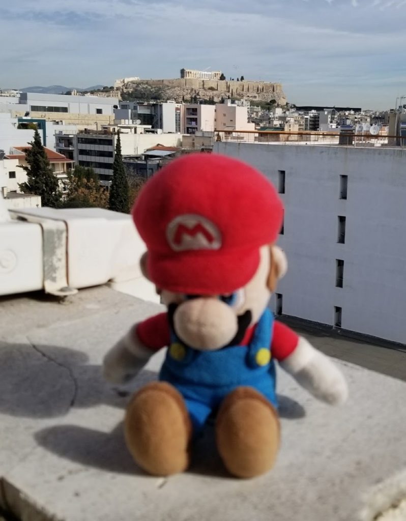 a stuffed toy on a roof