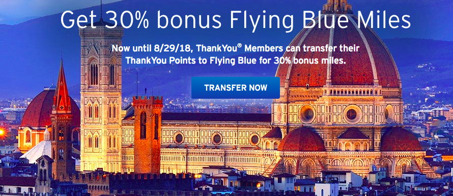 Fly to Europe for 9,230 points with 30% ThankYou Points transfer bonus