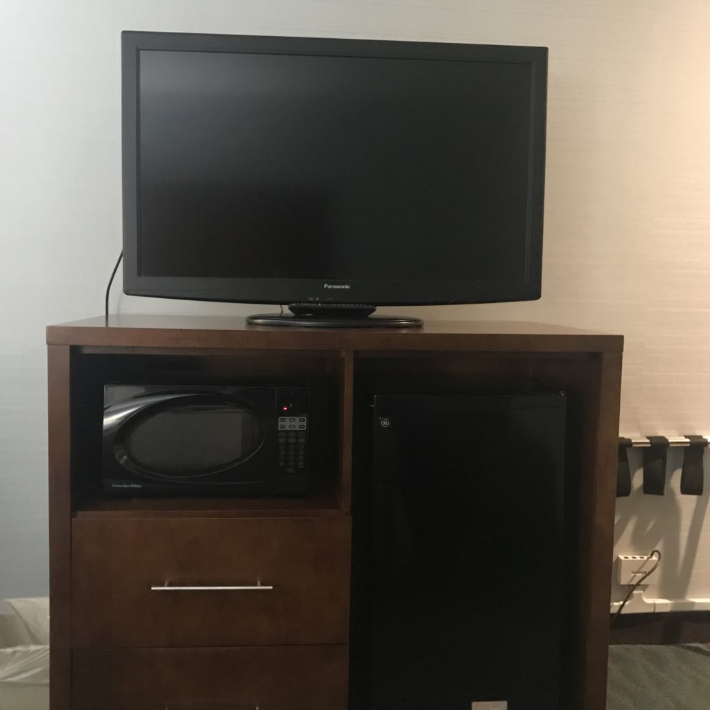a tv on a stand