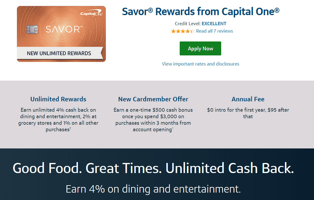Loads of Cashback with the New Savor Card from Capital One!