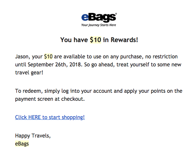eBags Additional $10 savings