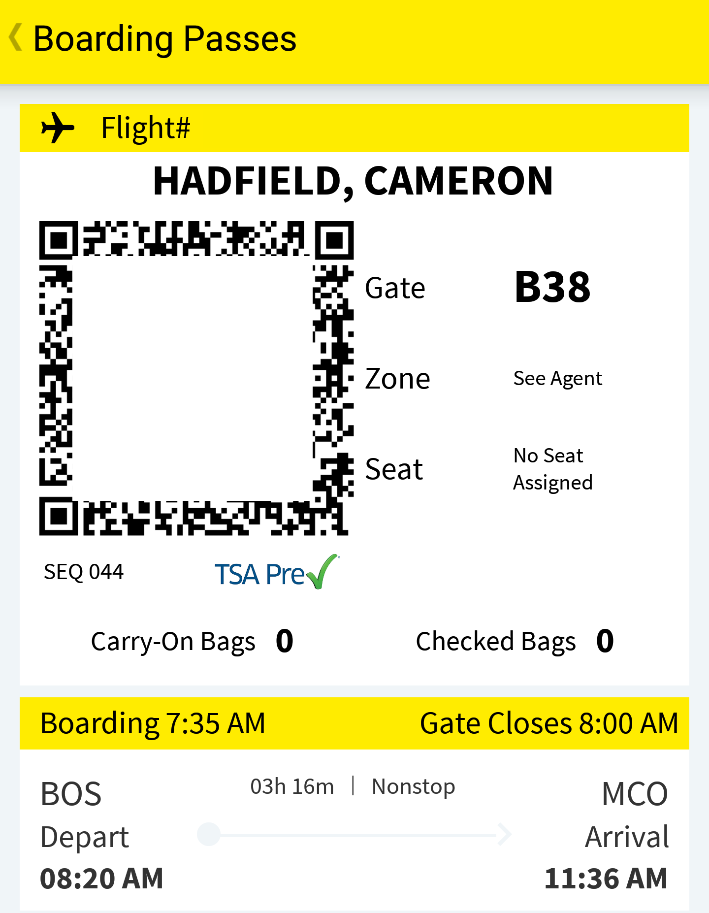 Spirit Airlines Zone Chart