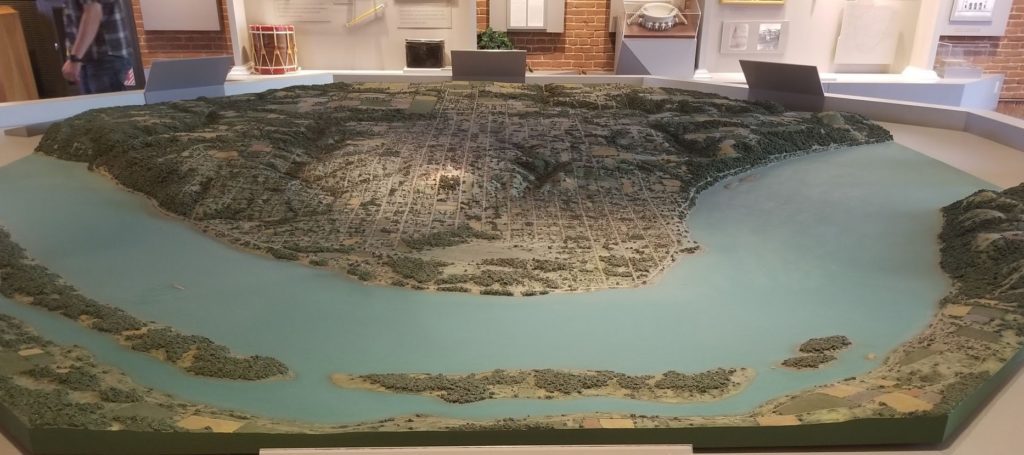 a model of a city on a table