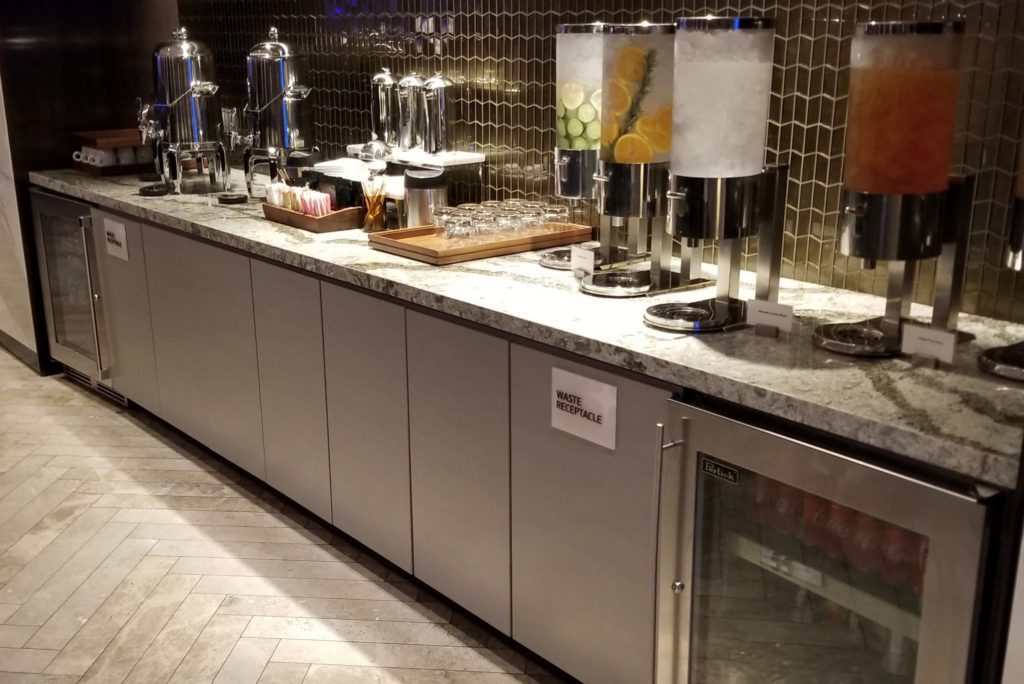 a buffet with a variety of drinks