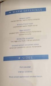 a menu of a breakfast